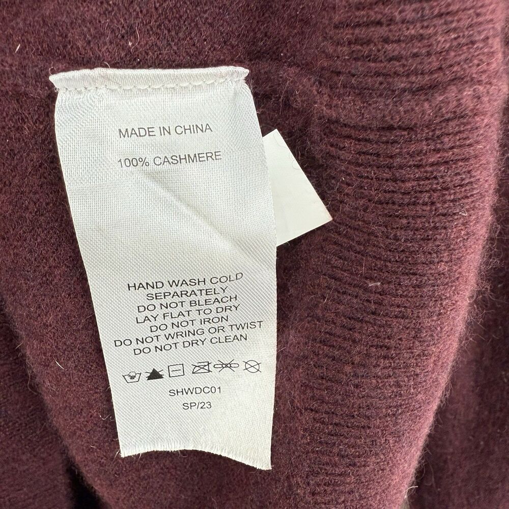 Quince Women Mongolian Cashmere V-Neck Sweater Rich Burgundy Sleeved Top Size L - Picture 14 of 16